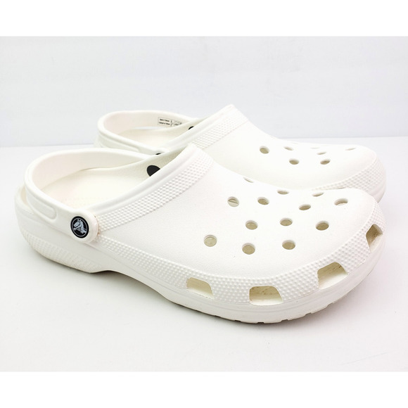 Crocs Classic Mens Size 11 White Slip On Casual Comfort Clog Shoes 10001 - Picture 1 of 11
